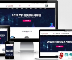 (自适应手机端)响应式抖音网红培训机构网站模板 自媒体短视频拍摄技巧网站源码